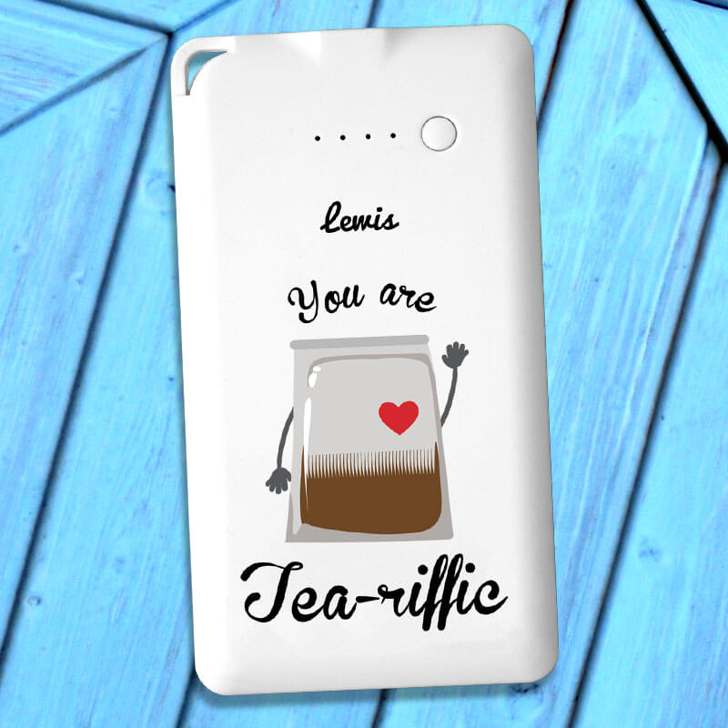 4000mah Powerbank - Tea-Riffic - White - Add a Personal Touch